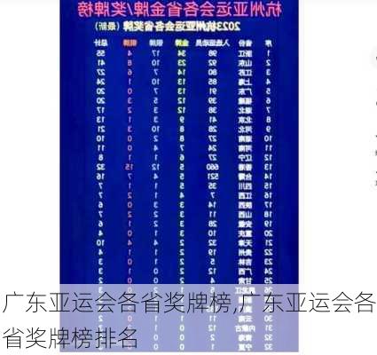 广东亚运会各省奖牌榜,广东亚运会各省奖牌榜排名