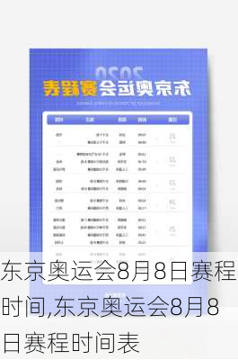 东京奥运会8月8日赛程时间,东京奥运会8月8日赛程时间表