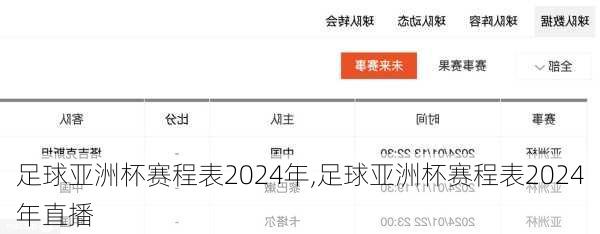 足球亚洲杯赛程表2024年,足球亚洲杯赛程表2024年直播