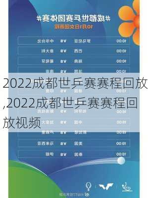 2022成都世乒赛赛程回放,2022成都世乒赛赛程回放视频