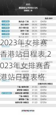 2023年女排赛香港站日程表,2023年女排赛香港站日程表格