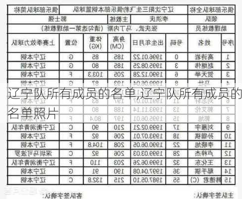 辽宁队所有成员的名单,辽宁队所有成员的名单照片