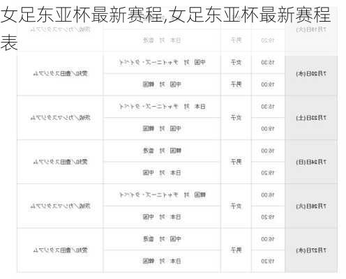 女足东亚杯最新赛程,女足东亚杯最新赛程表