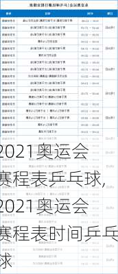 2021奥运会赛程表乒乓球,2021奥运会赛程表时间乒乓球