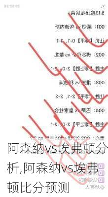 阿森纳vs埃弗顿分析,阿森纳vs埃弗顿比分预测