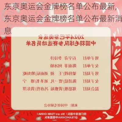 东京奥运会金牌榜名单公布最新,东京奥运会金牌榜名单公布最新消息