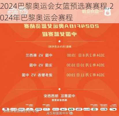 2024巴黎奥运会女篮预选赛赛程,2024年巴黎奥运会赛程