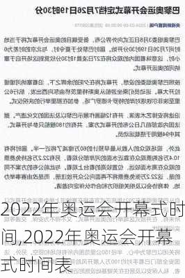 2022年奥运会开幕式时间,2022年奥运会开幕式时间表