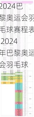 2024巴黎奥运会羽毛球赛程表,2024年巴黎奥运会羽毛球