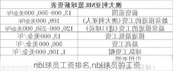 nbl球员工资排名,nbl球员的工资