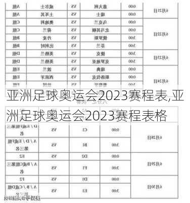 亚洲足球奥运会2023赛程表,亚洲足球奥运会2023赛程表格