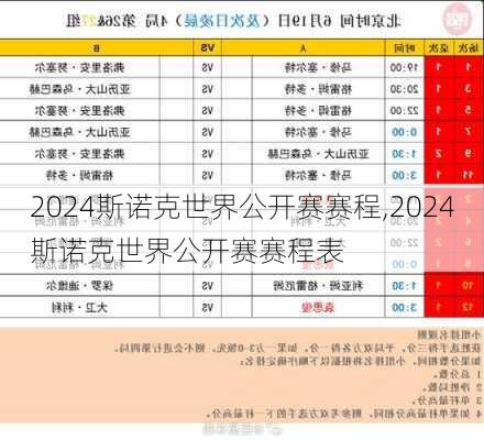 2024斯诺克世界公开赛赛程,2024斯诺克世界公开赛赛程表