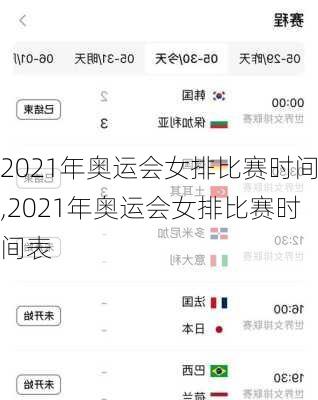 2021年奥运会女排比赛时间,2021年奥运会女排比赛时间表