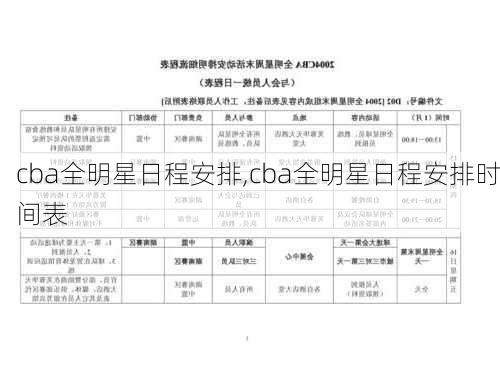 cba全明星日程安排,cba全明星日程安排时间表