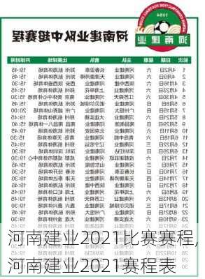 河南建业2021比赛赛程,河南建业2021赛程表