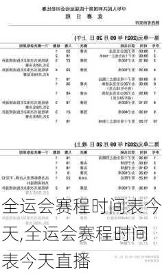 全运会赛程时间表今天,全运会赛程时间表今天直播