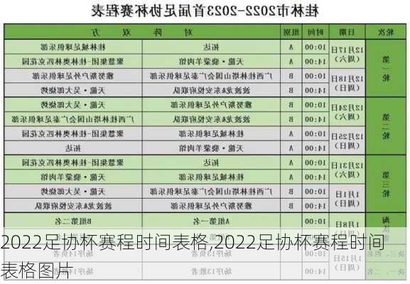 2022足协杯赛程时间表格,2022足协杯赛程时间表格图片