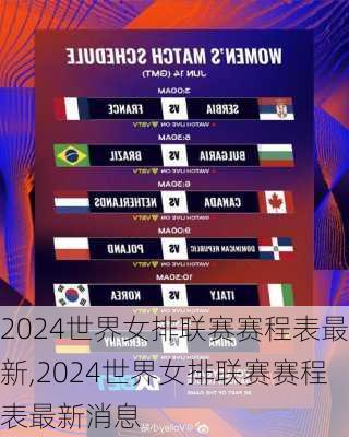 2024世界女排联赛赛程表最新,2024世界女排联赛赛程表最新消息