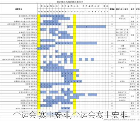 全运会 赛事安排,全运会赛事安排