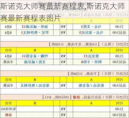 斯诺克大师赛最新赛程表,斯诺克大师赛最新赛程表图片