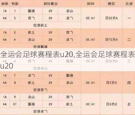 全运会足球赛程表u20,全运会足球赛程表u20