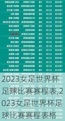 2023女足世界杯足球比赛赛程表,2023女足世界杯足球比赛赛程表格