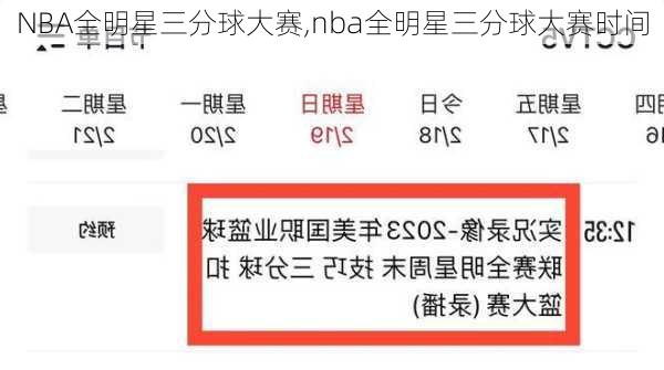 NBA全明星三分球大赛,nba全明星三分球大赛时间