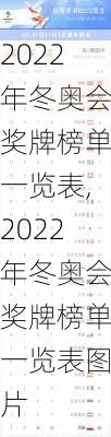 2022年冬奥会奖牌榜单一览表,2022年冬奥会奖牌榜单一览表图片