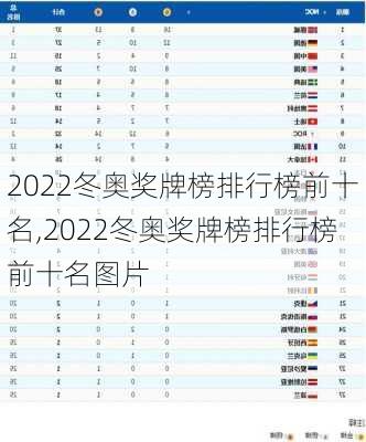 2022冬奥奖牌榜排行榜前十名,2022冬奥奖牌榜排行榜前十名图片