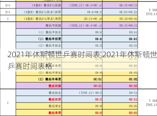 2021年休斯顿世乒赛时间表,2021年休斯顿世乒赛时间表格