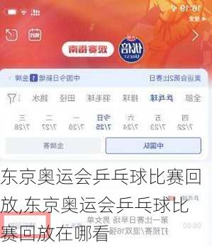 东京奥运会乒乓球比赛回放,东京奥运会乒乓球比赛回放在哪看