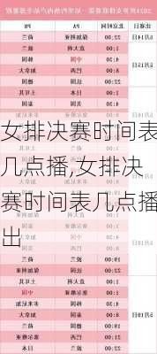 女排决赛时间表几点播,女排决赛时间表几点播出