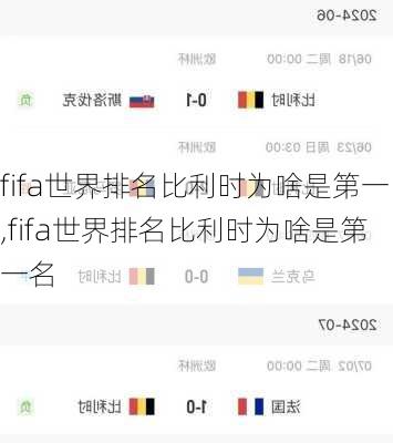 fifa世界排名比利时为啥是第一,fifa世界排名比利时为啥是第一名