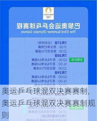 奥运乒乓球混双决赛赛制,奥运乒乓球混双决赛赛制规则