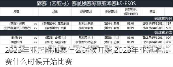 2023年亚冠附加赛什么时候开始,2023年亚冠附加赛什么时候开始比赛