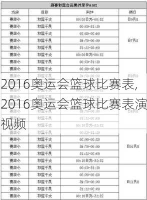 2016奥运会篮球比赛表,2016奥运会篮球比赛表演视频