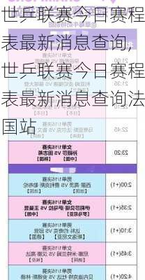 世乒联赛今日赛程表最新消息查询,世乒联赛今日赛程表最新消息查询法国站