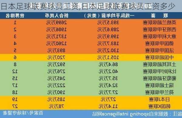 日本足球联赛球员工资,日本足球联赛球员工资多少