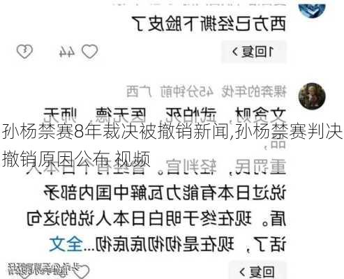 孙杨禁赛8年裁决被撤销新闻,孙杨禁赛判决撤销原因公布 视频