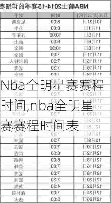 Nba全明星赛赛程时间,nba全明星赛赛程时间表