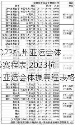 2023杭州亚运会体操赛程表,2023杭州亚运会体操赛程表格