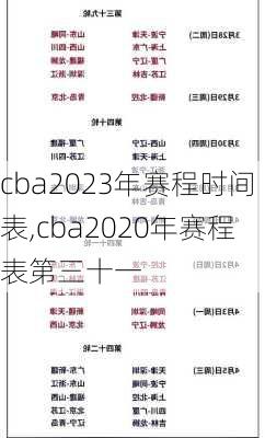 cba2023年赛程时间表,cba2020年赛程表第三十一