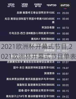 2021欧洲杯开幕式节目,2021欧洲杯开幕式节目单表