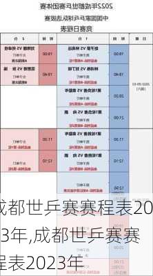 成都世乒赛赛程表2023年,成都世乒赛赛程表2023年