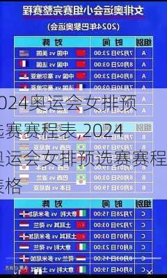 2024奥运会女排预选赛赛程表,2024奥运会女排预选赛赛程表格