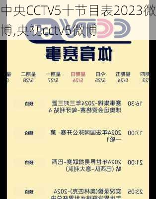 中央CCTV5十节目表2023微博,央视cctv5微博