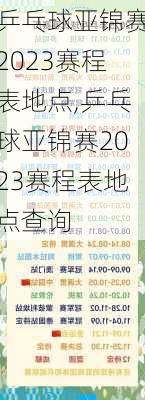 乒乓球亚锦赛2023赛程表地点,乒乓球亚锦赛2023赛程表地点查询